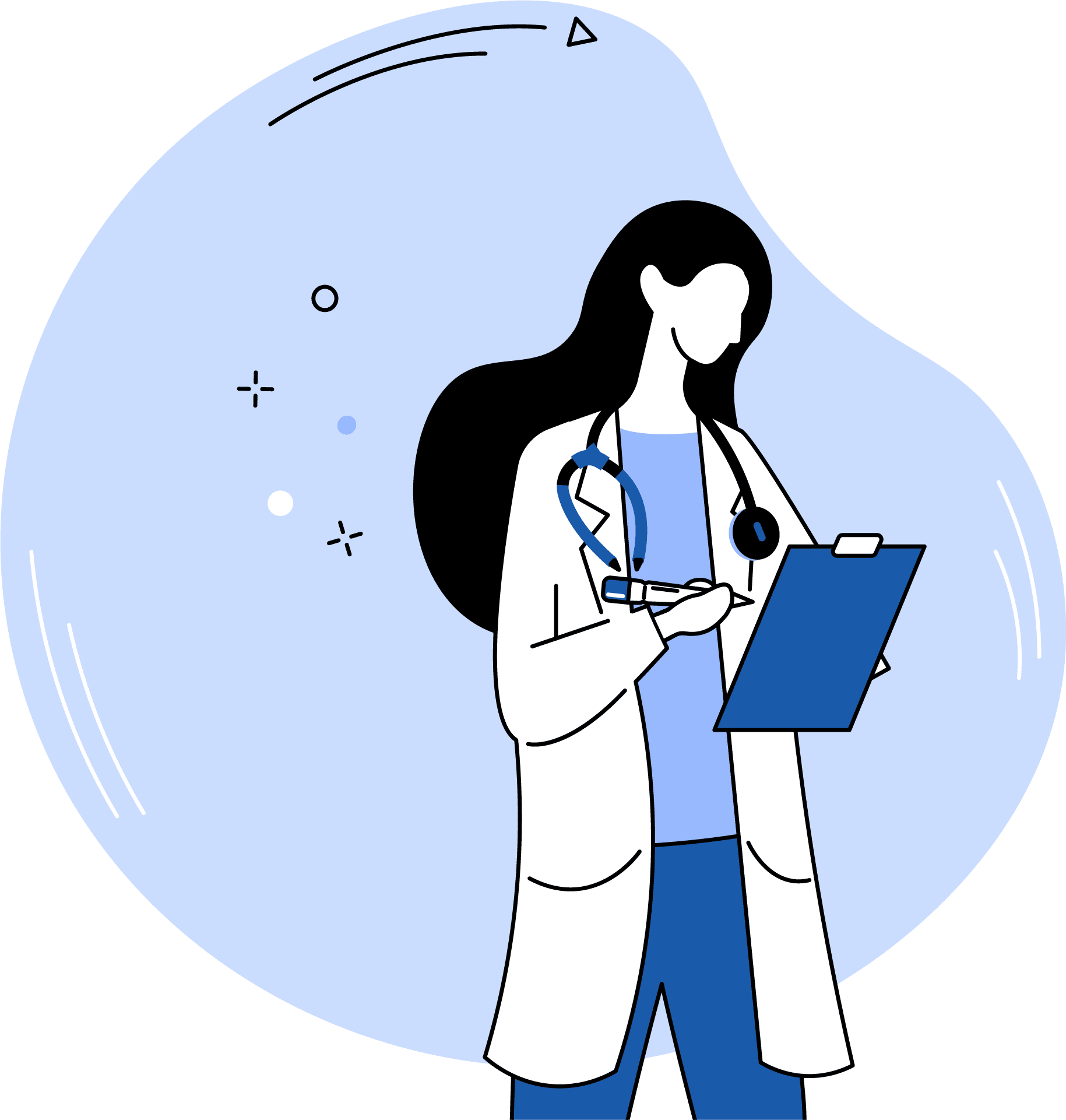 Cartoon of a doctor holding a clipboard