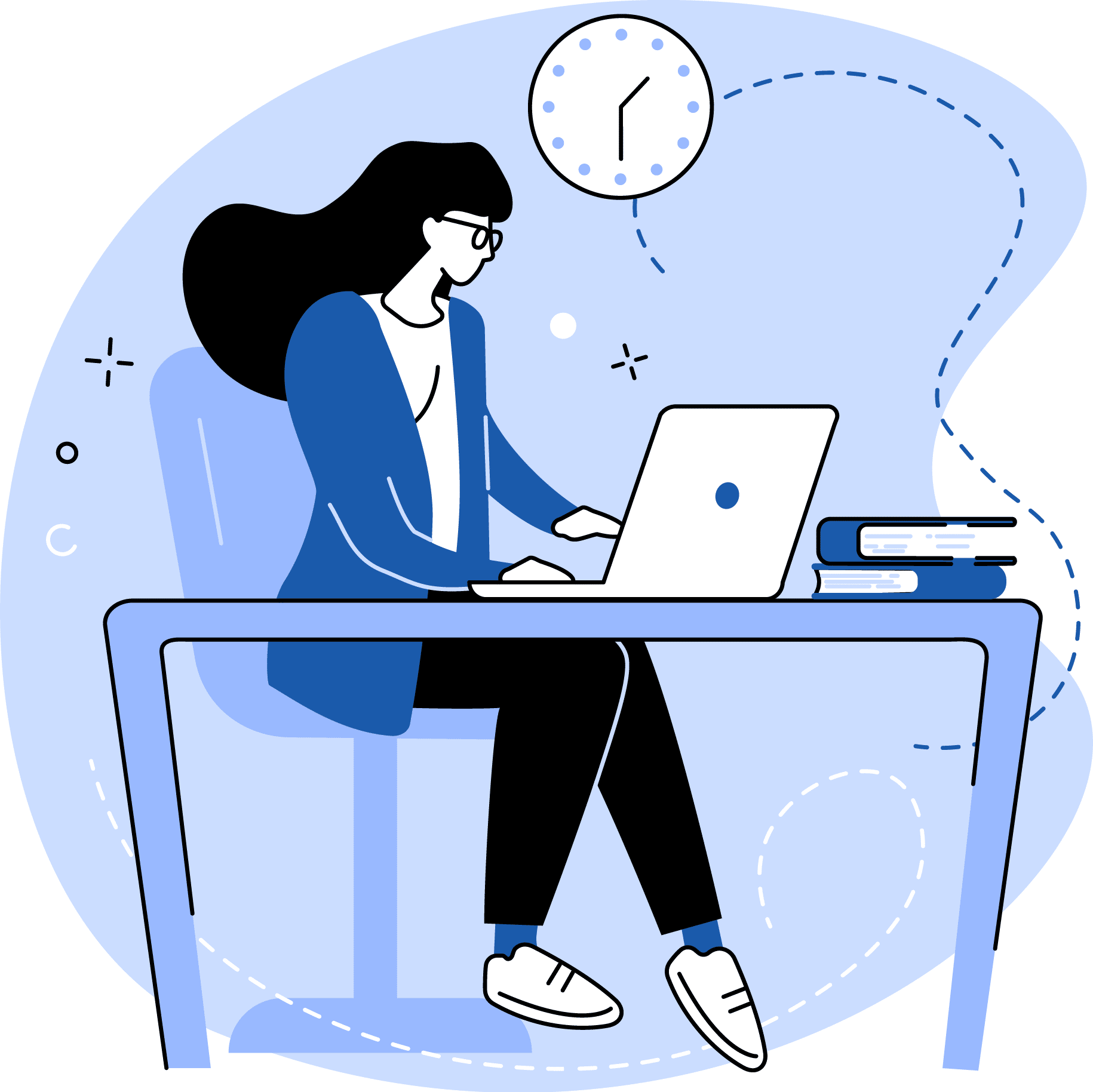 Woman working on her laptop